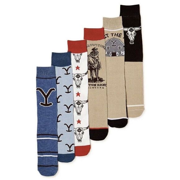 Yellowstone TV Show Series 6 Pair CREW SOCK Men Size 8-12 Bioworld - Picture 2 of 5